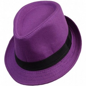 Fedoras Solid Color Summer Men's Fedora Hat - Purple - CO12EBCR29L $25.89