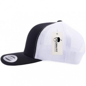 Baseball Caps Yupoong Classic 6606- 6606T- 6606W- Retro Trucker Hats- Mesh Back Baseball Caps - Black/White - CV1827RU3L5 $9.22