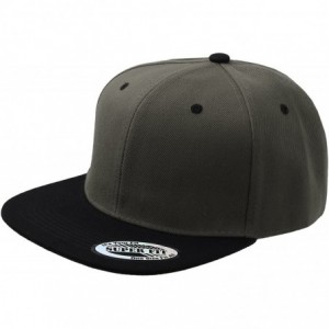 Baseball Caps Blank Adjustable Flat Bill Plain Snapback Hats Caps - Dark Grey/Black - CV11LHIHWK7 $21.45