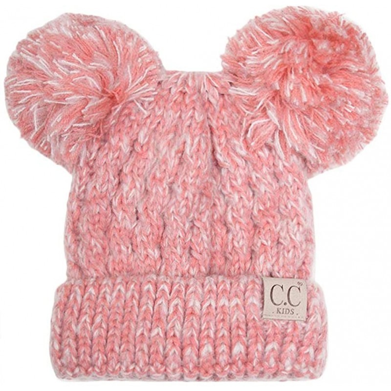 Skullies & Beanies Children Kid Toddler Girl Boy Colorful Knit Beanie with Knit Double Pom Pom - Brush Peach - C818OE3G6SI $3...