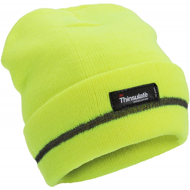 Skullies & Beanies Unisex Hi Vis Thermal Knitted Beanie Hat (3M 40g) - Neon Yellow - CW11PHXSCSJ $20.65
