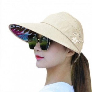 Sun Hats Women Fashion Print Breathable Fastening Tape Sunscreen Sun Cap Sun Hat - Beige - CX18T730TD6 $26.73