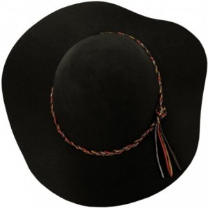 Bucket Hats Exclusive Women's Felt Braided Trim Floppy Wool Hat - Black - CR1274IMFHD $48.83