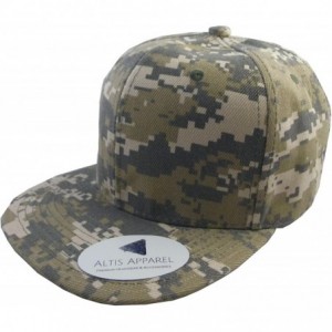 Baseball Caps Premium Plain Solid Flat Bill Snapback Hat - Adult Sized Baseball Cap - Acu Dig Camo - CN182KDUUDS $21.94