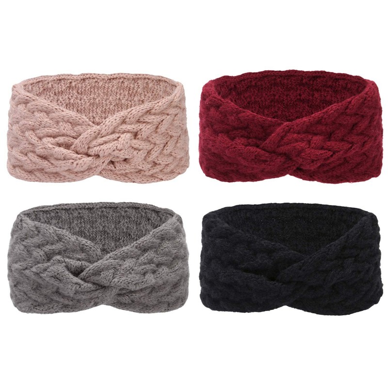 Cold Weather Headbands 4pcs Winter Warm Headbands Soft Stretch Knitted Head Wraps Winter Ear Warmers for Women Girls - 4pcs/C...
