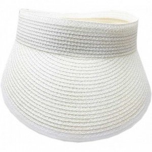 Sun Hats 100% Straw Sun Visor Hat Cap Sun Protection - White - CX124GCTMAR $34.44