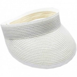 Sun Hats 100% Straw Sun Visor Hat Cap Sun Protection - White - CX124GCTMAR $30.84