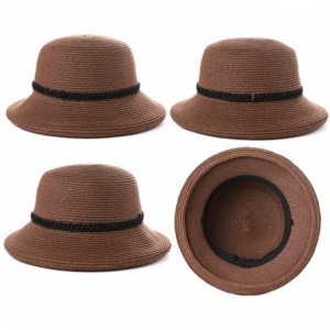 Fedoras Womens Wide Roll Up Brim Packable Straw Sun Cloche Hat Fedora Summer Beach 55-58cm - Brown_00010 - CD18QHZT2ZO $31.61