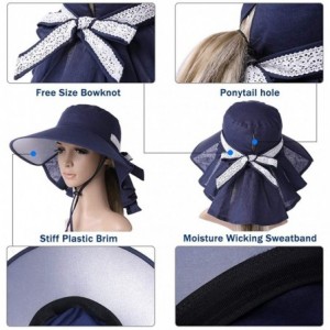Sun Hats Womens Packable SPF 50 Ponytail Sun Hat Summer Mask Hiking Gardening Beach Fishing 57-59cm - 99001grey - CC18CWQCNGT...