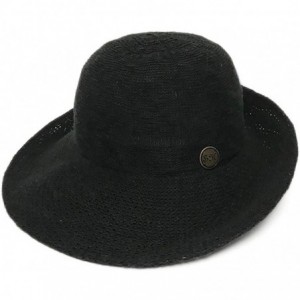 Sun Hats Crushable Half Turn Brim One Size Fits Most Hand Dyed Cotton Blend Sun Hat - Black - C518RL43HYO $34.25