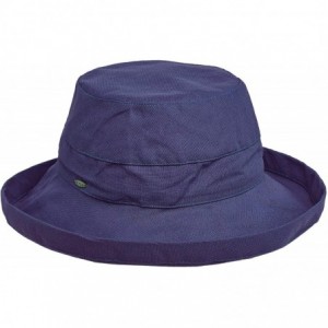 Sun Hats Women's Medium Brim Cotton Hat - Navy - CS182XGCGYD $24.61