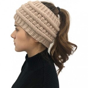 Skullies & Beanies Women Cable Knit Ear Muffs- Thick Crochet Ear Warmer Wide Headwrap Headband for Winter Teens Girls - Beige...