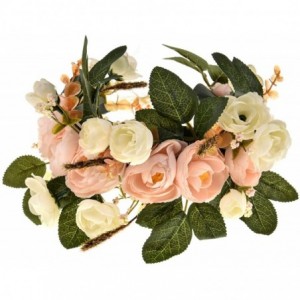 Headbands Rose Flower Headband Floral Crown Garland Halo - Champagne - CM18OQO84TN $24.41