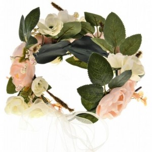 Headbands Rose Flower Headband Floral Crown Garland Halo - Champagne - CM18OQO84TN $23.19