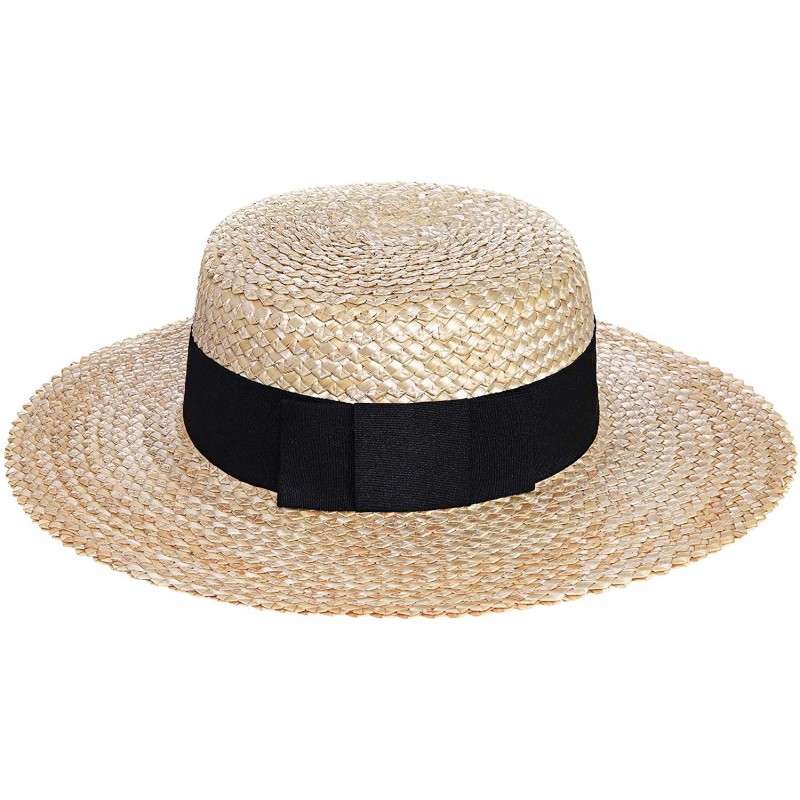 Sun Hats Women Wide Brim Straw Hat Beach Sun Hat Panama Flat Top Handwoven Straw Boater Hat with Ribbon Bowknot for Summer - ...