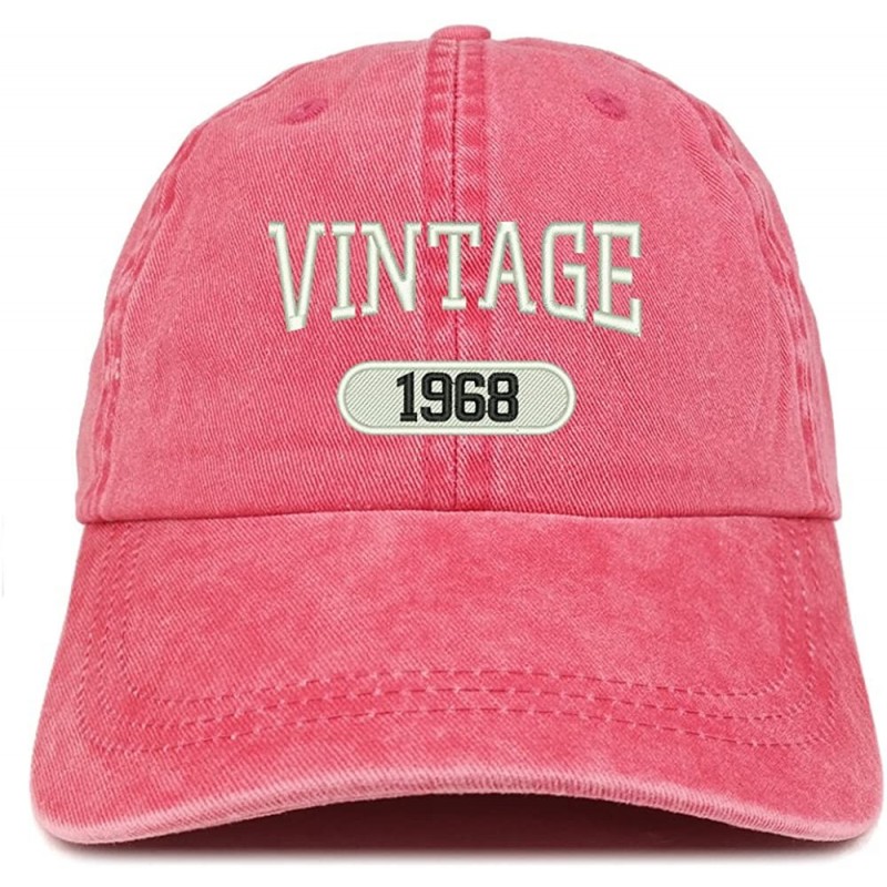 Baseball Caps Vintage 1968 Embroidered 52nd Birthday Soft Crown Washed Cotton Cap - Red - C212JO1J4JZ $37.87