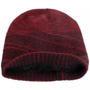 Skullies & Beanies Sttech1 Unisex Striped Cotton Hats Warm Winter Knit Cap Thick Heap for Women Men (Red) - Red - CN18HXHE83I...