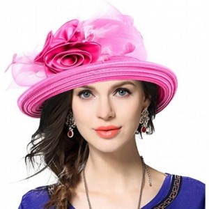 Sun Hats Womens Tea Party Church Baptism Kentucky Derby Dressy Hat - Rose - C717XE79TQK $57.63