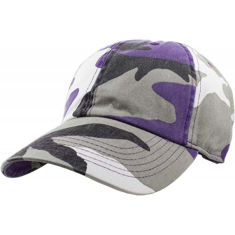 Baseball Caps Baseball Caps Dad Hats 100% Cotton Polo Style Plain Blank Adjustable Size - Purple Camo - C418IKI5DX4 $19.89