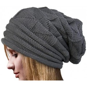 Skullies & Beanies Fashion Ruched Knitted Skully Hat Women Girls Crochet Warm Cozy Slouchy Beanie - Gray - C618YMNW6CK $17.88