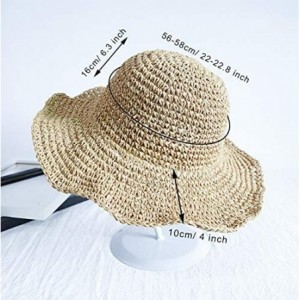 Sun Hats Women Straw Hat Wide Brim Beach Sun Cap Foldable Large Floppy for Travel Summer - Beige - C918OA0R0OG $22.83