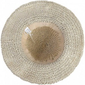 Sun Hats Women Straw Hat Wide Brim Beach Sun Cap Foldable Large Floppy for Travel Summer - Beige - C918OA0R0OG $20.57