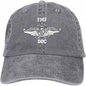 Cowboy Hats Fleet Marine Force FMF DOC Unisex Adult Denim Hats Cowboy Hat Dad Hat Driver Cap - Gray - CB197QOIYNW $41.08