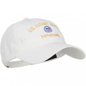 Baseball Caps US Coast Guard Veteran Embroidered Washed Cap - White - CV186N2A6UY $55.00
