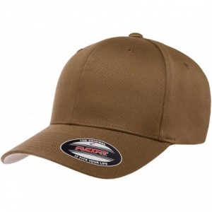 Baseball Caps Original Flexfit Wooly Cotton Twill Cap 6277- Stretch Fit Baseball Cap w/Hat Liner - Coyote - C318GZWYMAG $30.86