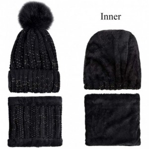 Skullies & Beanies Womens Winter Beanie Hat Scarf Set Warm Fuzzy Knit Hat Neck Scarves - B-black - C118ZDQEHSK $16.89