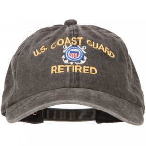 Baseball Caps US Coast Guard Retired Embroidered Washed Cotton Twill Cap - Black - CF18QW3N8KA $50.89