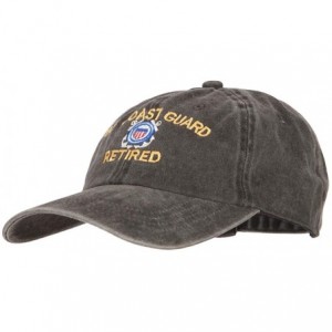 Baseball Caps US Coast Guard Retired Embroidered Washed Cotton Twill Cap - Black - CF18QW3N8KA $50.89