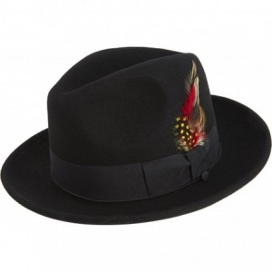 Fedoras Untouchable Fine Felt Pinch Fedora Gangster Hat - Black - C711H4MB8FF $39.01