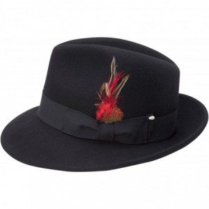 Fedoras Untouchable Fine Felt Pinch Fedora Gangster Hat - Black - C711H4MB8FF $82.02