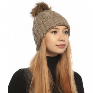 Skullies & Beanies Women Cable Knit Slouchy Thick Winter Hat Beanie Pom Pom 1- 2 and 3 Pack - Brown - CN186STRTCS $20.14