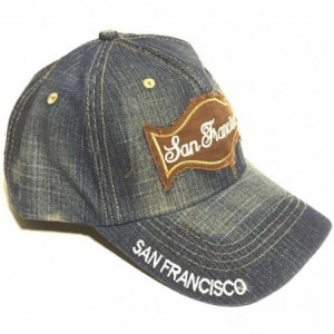 Baseball Caps San Francisco City Patch Vintage Denim Blue Cotton Baseball Cap - Denim Blue - CI11WS82XJP $28.19