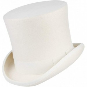 Fedoras Men's Wool Felt Stage Magic Adults Costume Tall Top Hat 6.7" High White - CX18MG7RWYQ $96.40