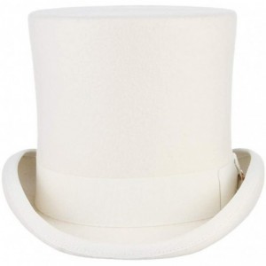 Fedoras Men's Wool Felt Stage Magic Adults Costume Tall Top Hat 6.7" High White - CX18MG7RWYQ $94.21