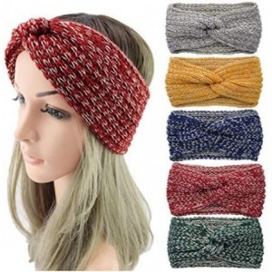 Cold Weather Headbands Women Knitted Hairband Crochet Twist Ear Warmer Winter Braided Head Wraps - Gray - CW1932N02EZ $21.59