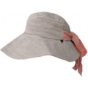 Sun Hats Women Summer Beach Cotton Flax Sun UV Protection Big Brim Folding Hat Visor Cap - Peach - C311XGZNAZJ $29.48