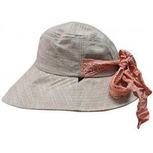 Sun Hats Women Summer Beach Cotton Flax Sun UV Protection Big Brim Folding Hat Visor Cap - Peach - C311XGZNAZJ $18.52