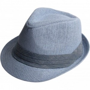 Fedoras Fedora Hats for Men & Women Tribly Short Brim Summer Paper - 07 - Blue - CM18W4AG4CL $11.49