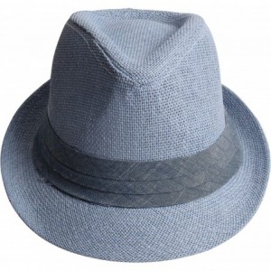 Fedoras Fedora Hats for Men & Women Tribly Short Brim Summer Paper - 07 - Blue - CM18W4AG4CL $25.86