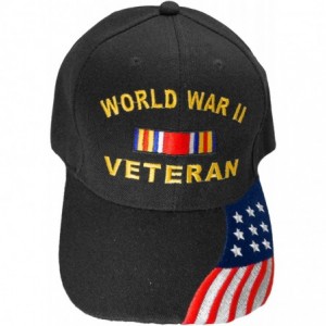 Baseball Caps WWII World War 2 Veteran Baseball Cap- Black Adjustable Hat- Army- Marine- Air Force Vets - CD12O5ILWK7 $29.14