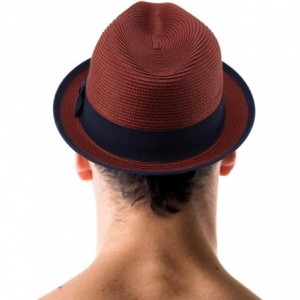Fedoras Men's Classy Travel Crushable 2tone Derby Fedora Upturn Curl Brim Hat - Burgundy - CE18CHCY49Q $58.82
