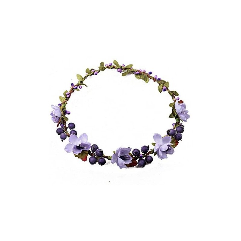 Headbands Flower Berries Crown Headband for Wedding Festivals HH7 - Purple - CE12EVRKFMH $18.07