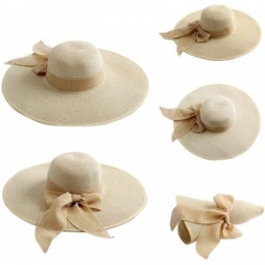Sun Hats Womens Floppy Sun Hat Beach Summer Foldable Straw Cap Visor - Beige - CP18RULCODG $10.77