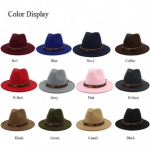Fedoras Men Women Ethnic Felt Fedora Hat Wide Brim Panama Hats with Band - Green - CF18L26OUYU $32.04
