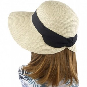 Sun Hats Women's Sun Hat Wide Brim Foldable Straw Hats Summer Travel Beach Cap - Beige - CT1944ZLQZX $32.67