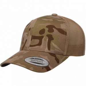 Baseball Caps Yupoong 6606 Curved Bill Trucker Mesh Snapback Hat with NoSweat Hat Liner - Multicam Arid/Tan - CN18XWUX9CA $31.33